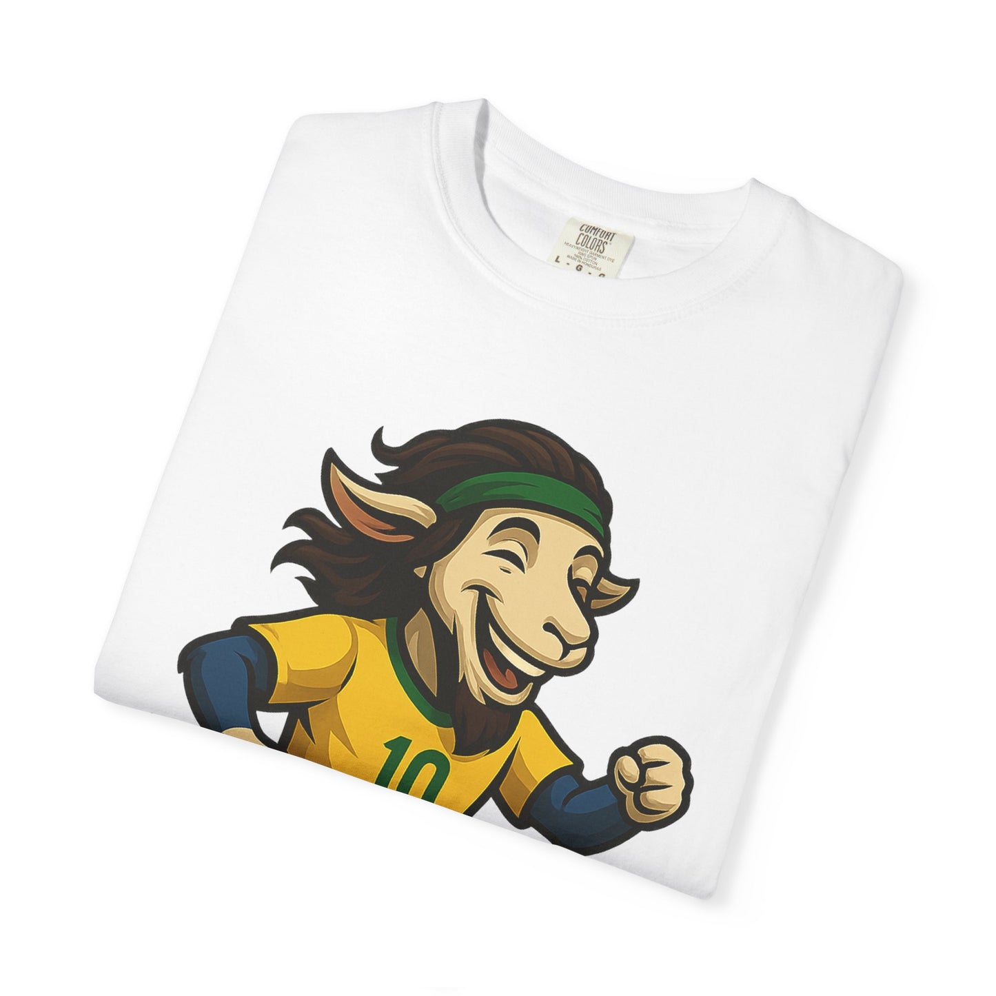 Brazil Soccer Goat T-Shirt - Unisex Garment-Dyed with #10 Back Design