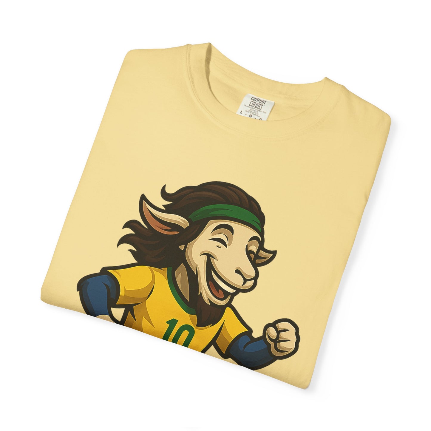 Brazil Soccer Goat T-Shirt - Unisex Garment-Dyed with #10 Back Design