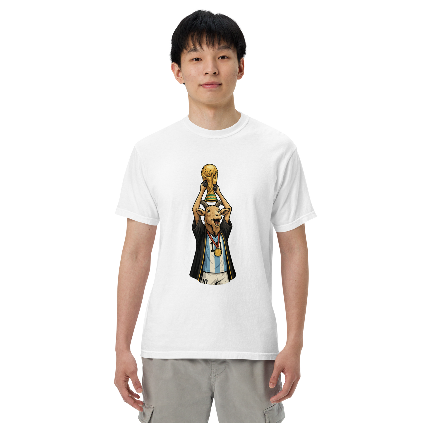 2022 World Cup Trophy GOAT Moment - Unisex garment-dyed heavyweight t-shirt